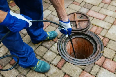 Plumber cleaning an outdoor sewer drain in Casselberry